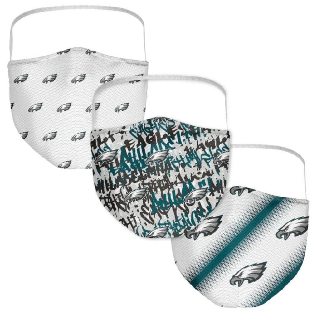 Philadelphia Eagles NFL Face Mask 3 Pack Adult Size Logo Fanatics